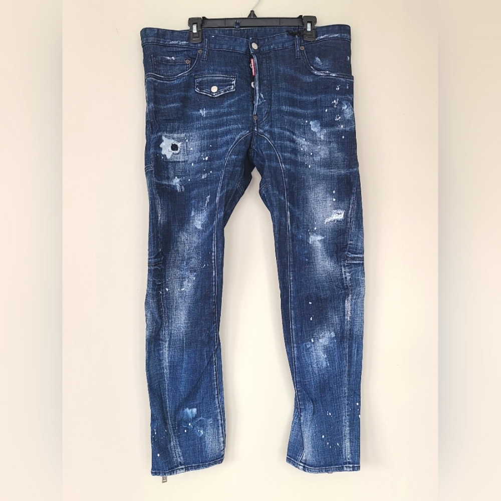 🇨🇦 DSQUARED2 Distressed Tidy Biker Jeans - Fits 40" Waist, Blue
